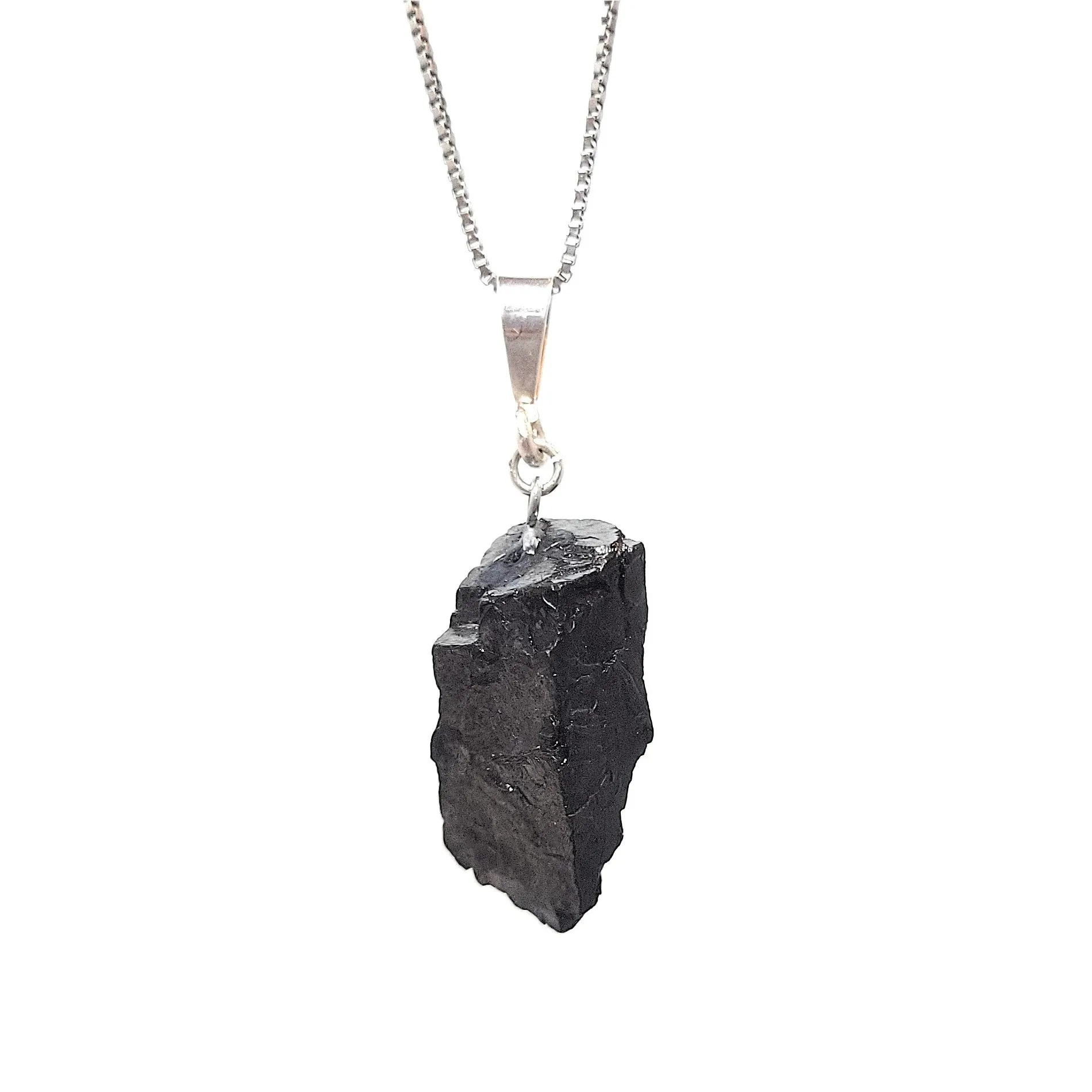 Elite Noble Raw Shungite Pendant and Sterling Silver Necklace (3 - 5 grams)