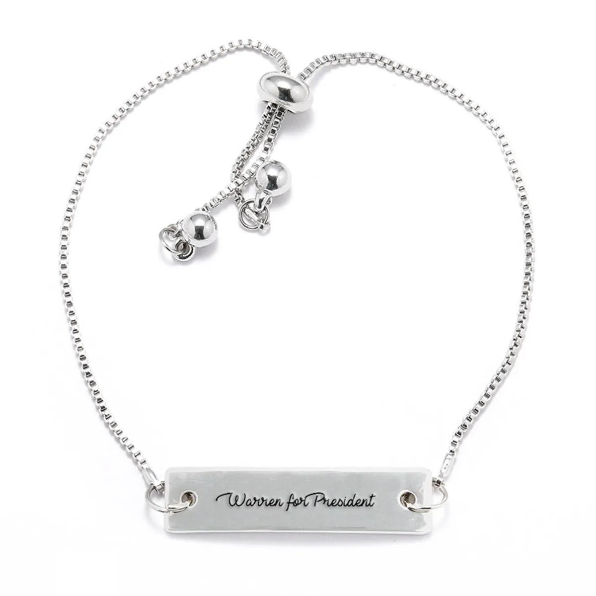 Elizabeth Warren for President 2020 Silver Bar Adjustable Bracelet