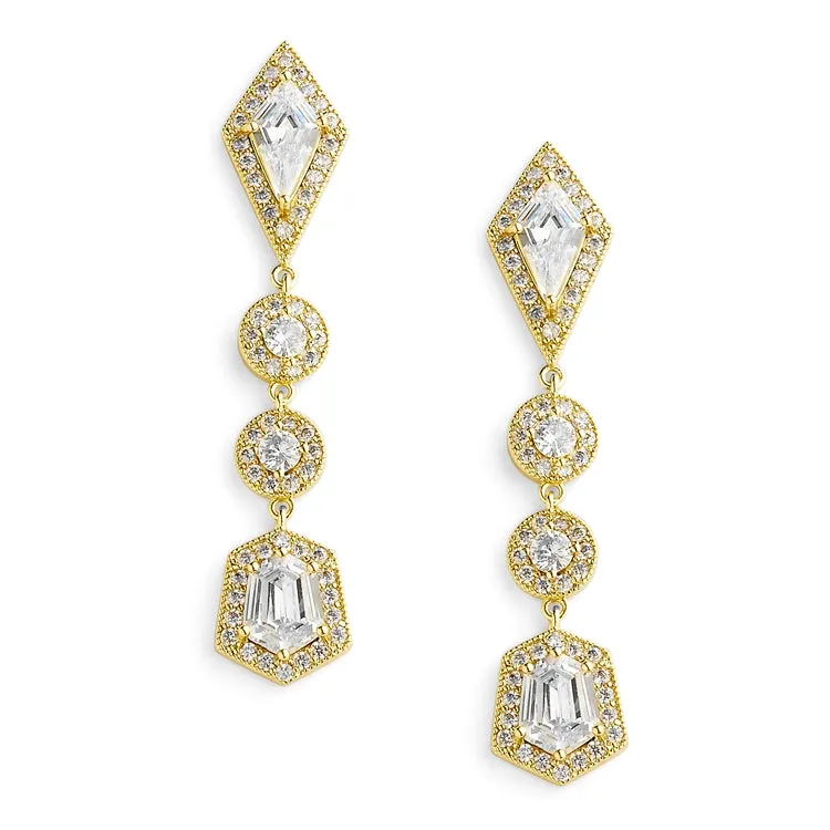 Empress & Noble Cut Cubic Zirconia Gold Earrings