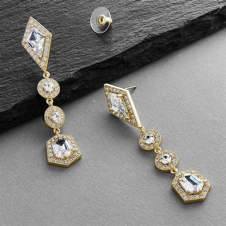 Empress & Noble Cut Cubic Zirconia Gold Earrings