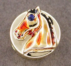 Enameled Horse Slide with Sapphire Eye in 14 Karat Gold