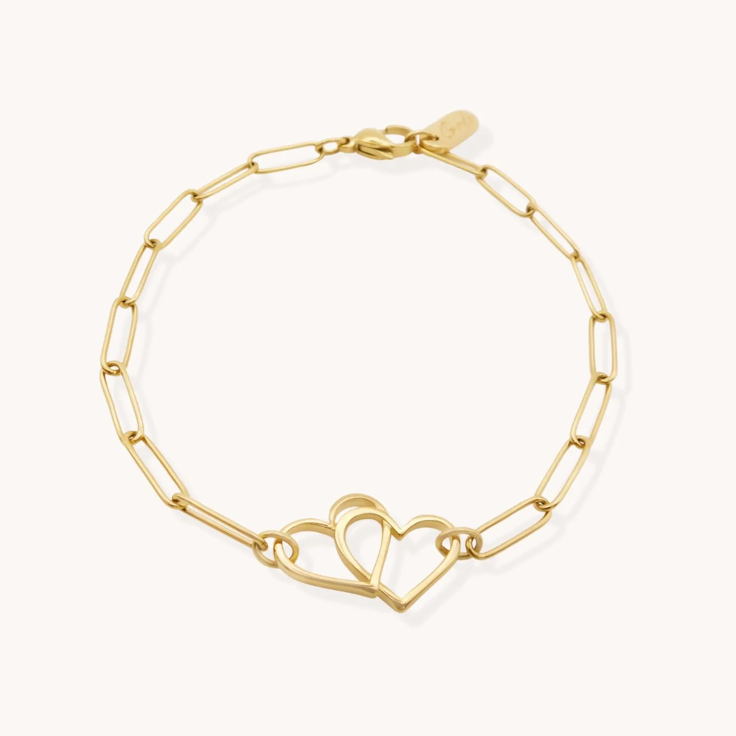 Eternal Heart Paperclip Bracelet, Gold