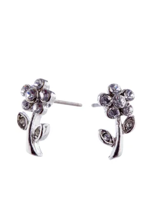 EURO 52531 Silver Daisy with Clear Swarovski Crystal Studs