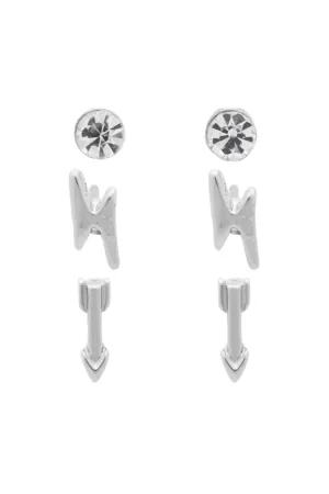 EURO Rhodium Plated Crystal   Bolt   Arrow Studs