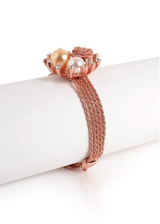Fabulous Pearl Bracelet Adorned With Alloy