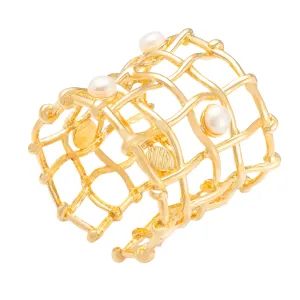 Federica Rossi Pearls Collection Bronze Bronze Bronze Pvd Gold Finish Perle Biwa Fr.Br.09
