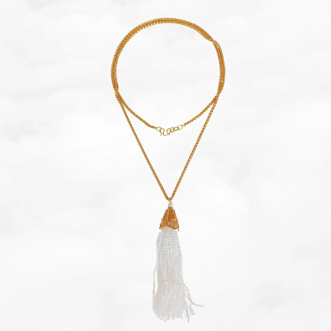 Filigree Inlay Zircon Tassel Necklace