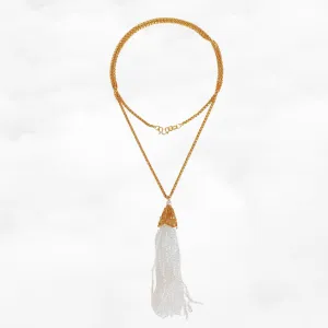 Filigree Inlay Zircon Tassel Necklace