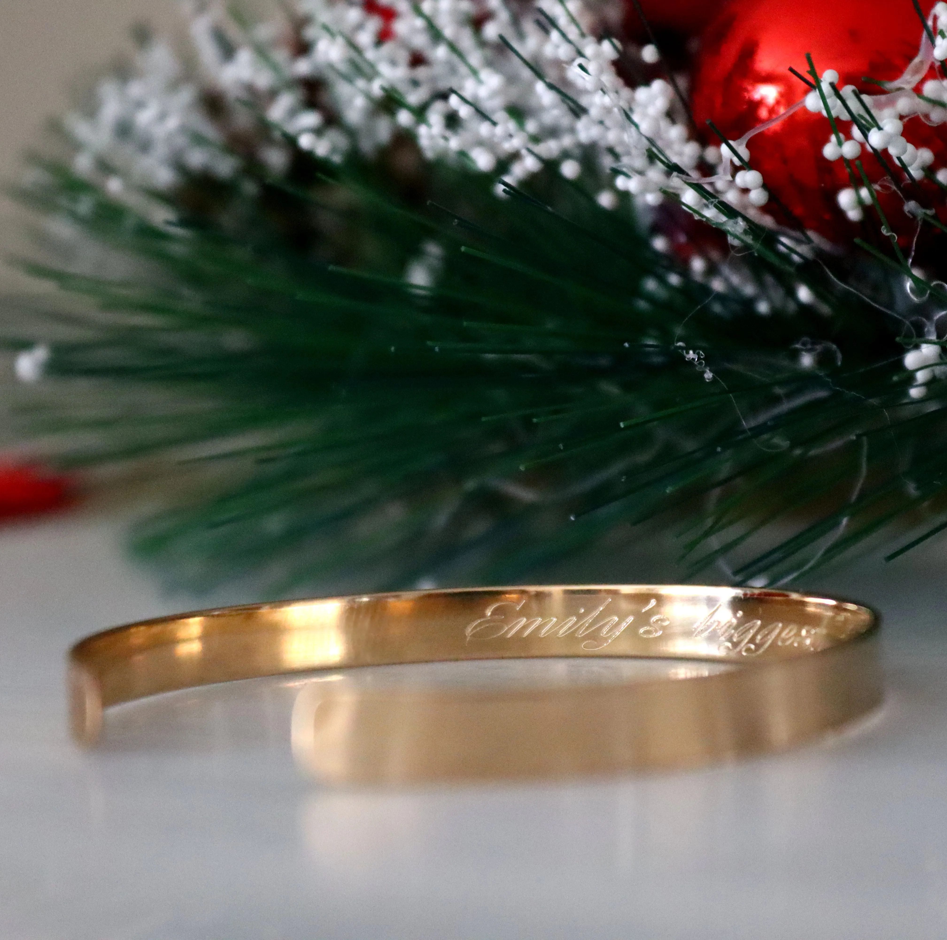 Flat Hammered Bangle Bracelet - Yellow Gold Filled Cuff - 1st Wedding Anniversary Gift for her