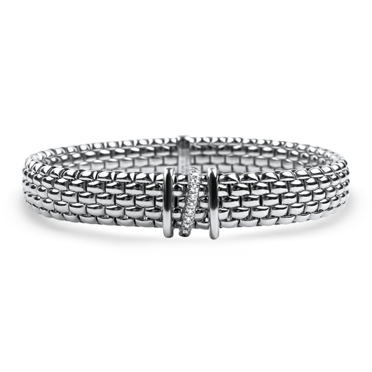 Fope Panorama 18k White Gold Flex'it Bracelet with Diamonds