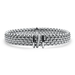 Fope Panorama 18k White Gold Flex'it Bracelet with Diamonds