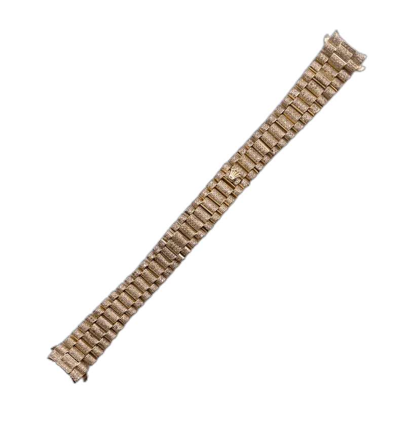 For Rolex 26mm Band 18k Yellow Gold 3.00ct Diamonds President Style Solid Links Bracelet
