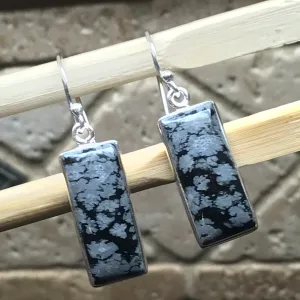 Genuine Snowflake Jasper Cabochon 925 Solid Sterling Silver Earrring 25mm