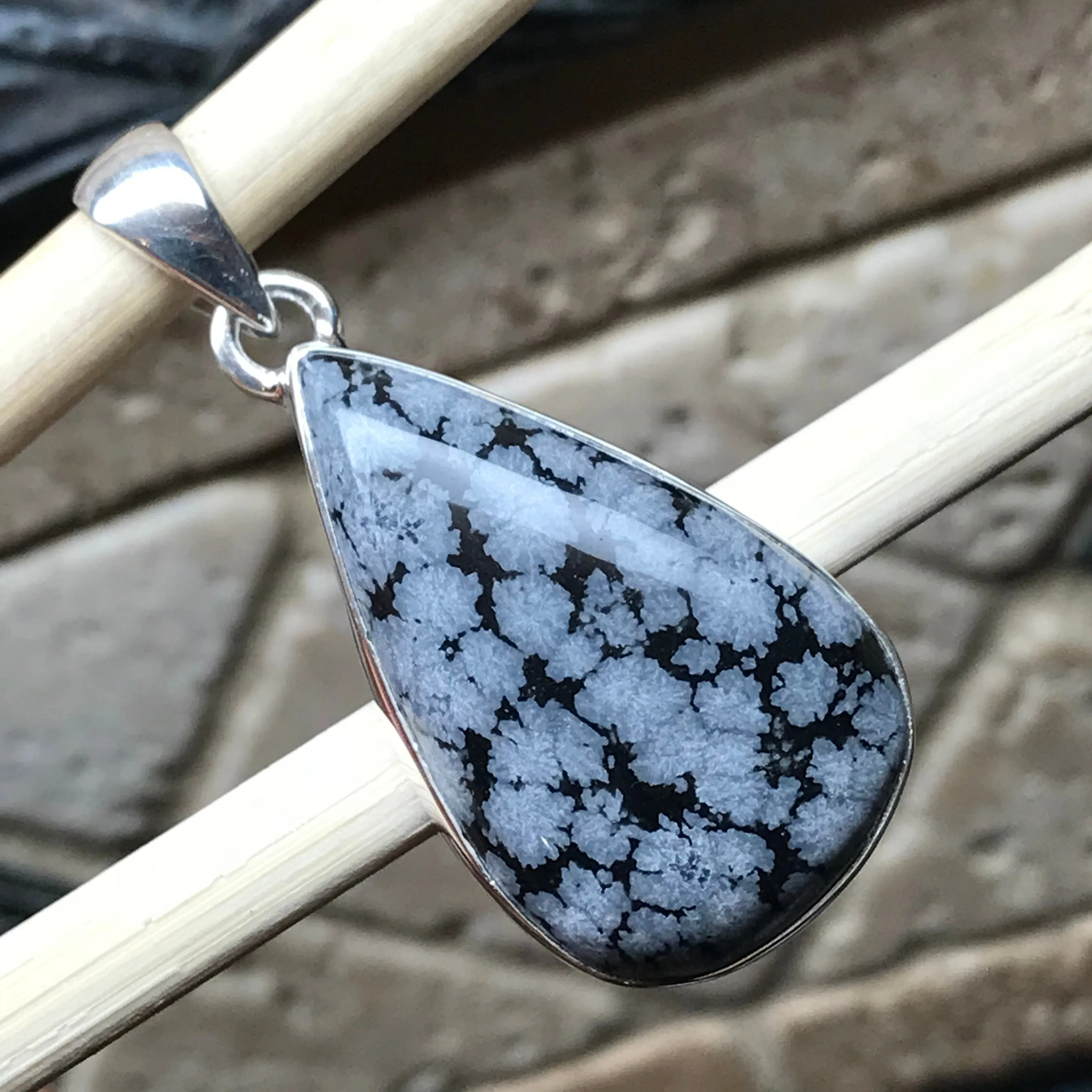 Genuine Snowflake Jasper Cabochon Pendant 37mm