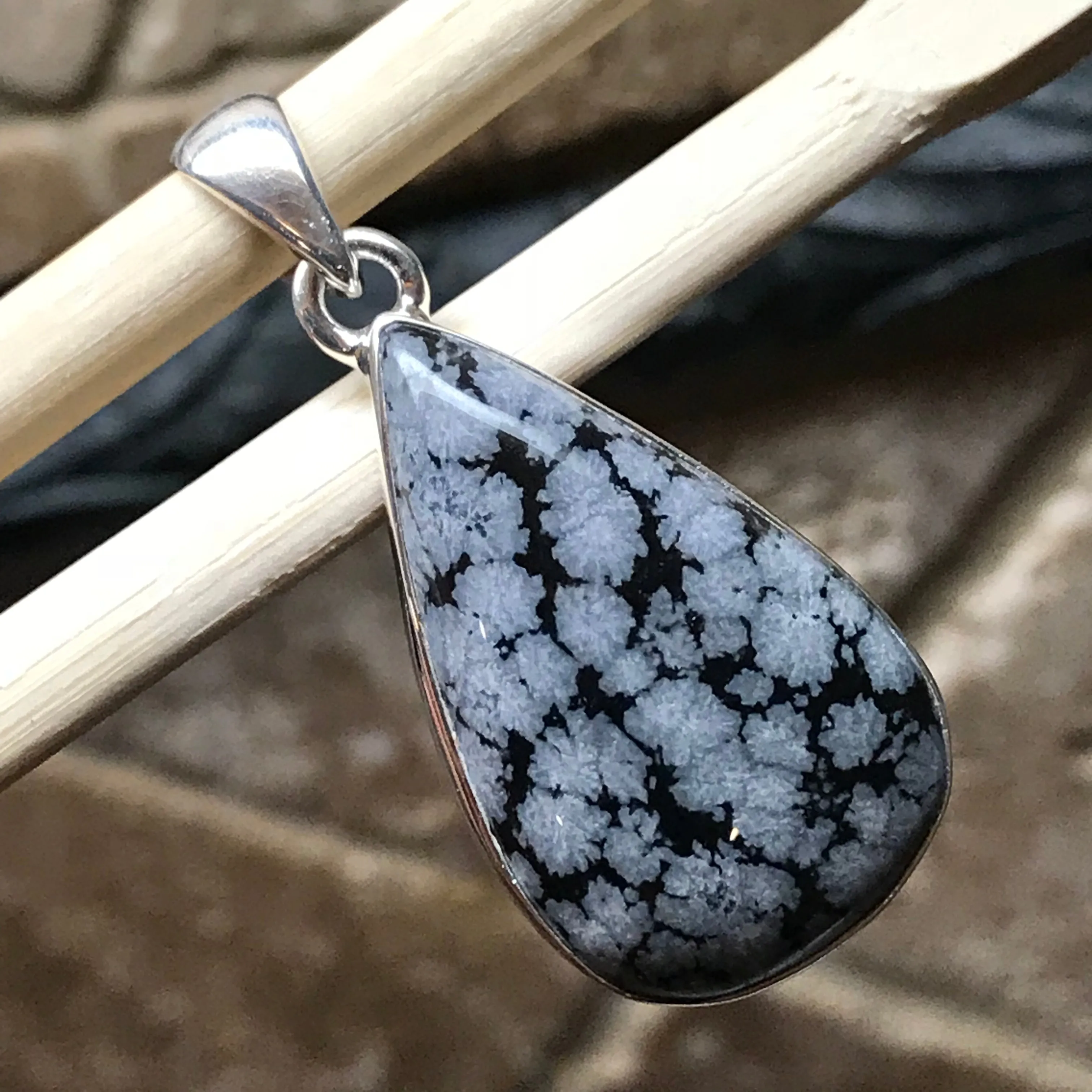 Genuine Snowflake Jasper Cabochon Pendant 37mm