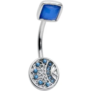 Geometric Blues Pattern Double Mount Belly Ring