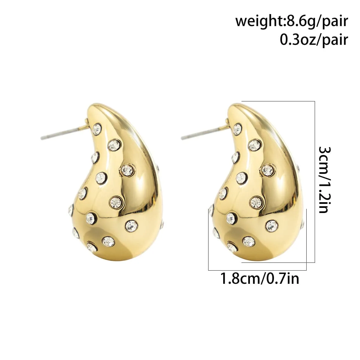 Geometric Gold Silver Plated CZ Inlaid Waterdrop Dangle Earrings