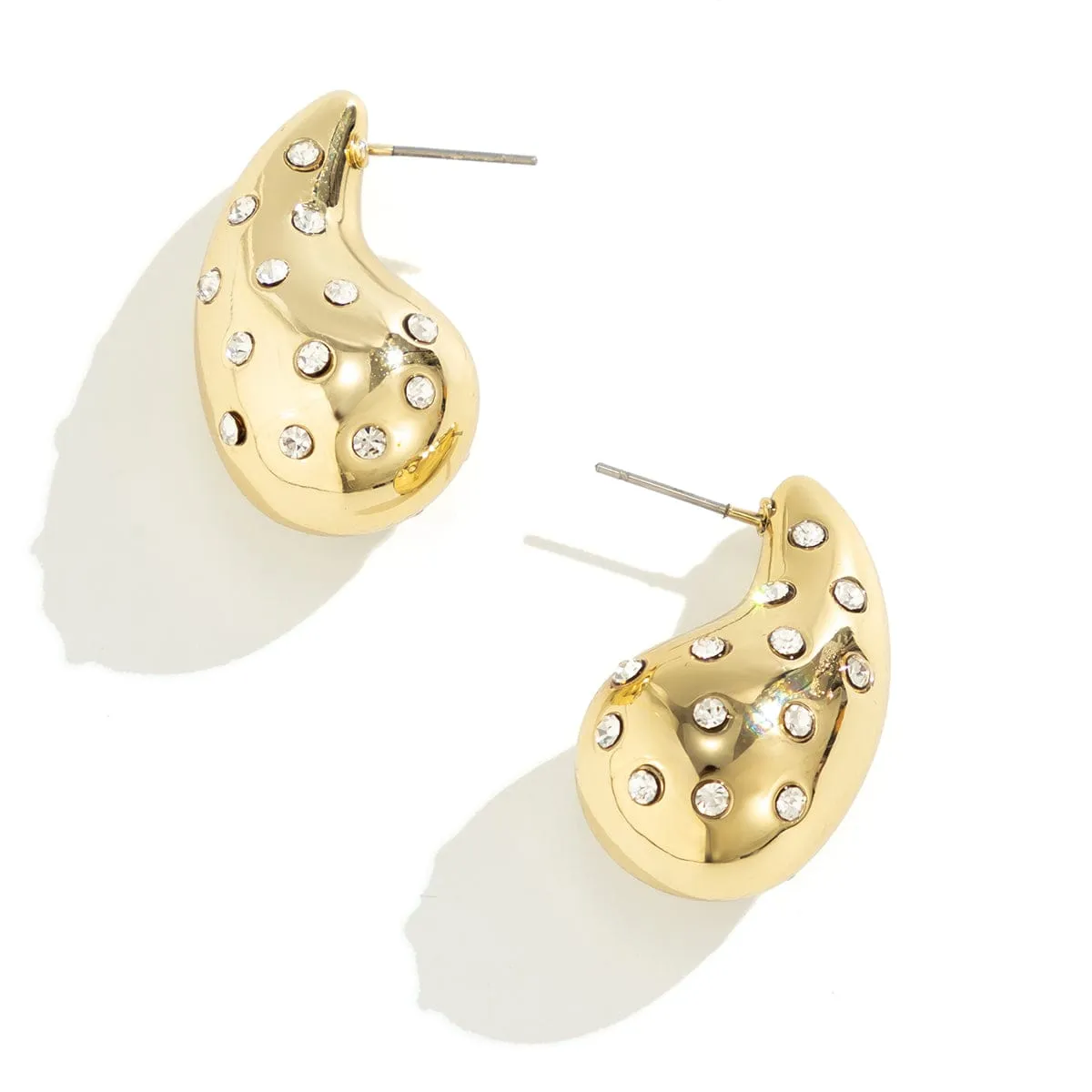 Geometric Gold Silver Plated CZ Inlaid Waterdrop Dangle Earrings