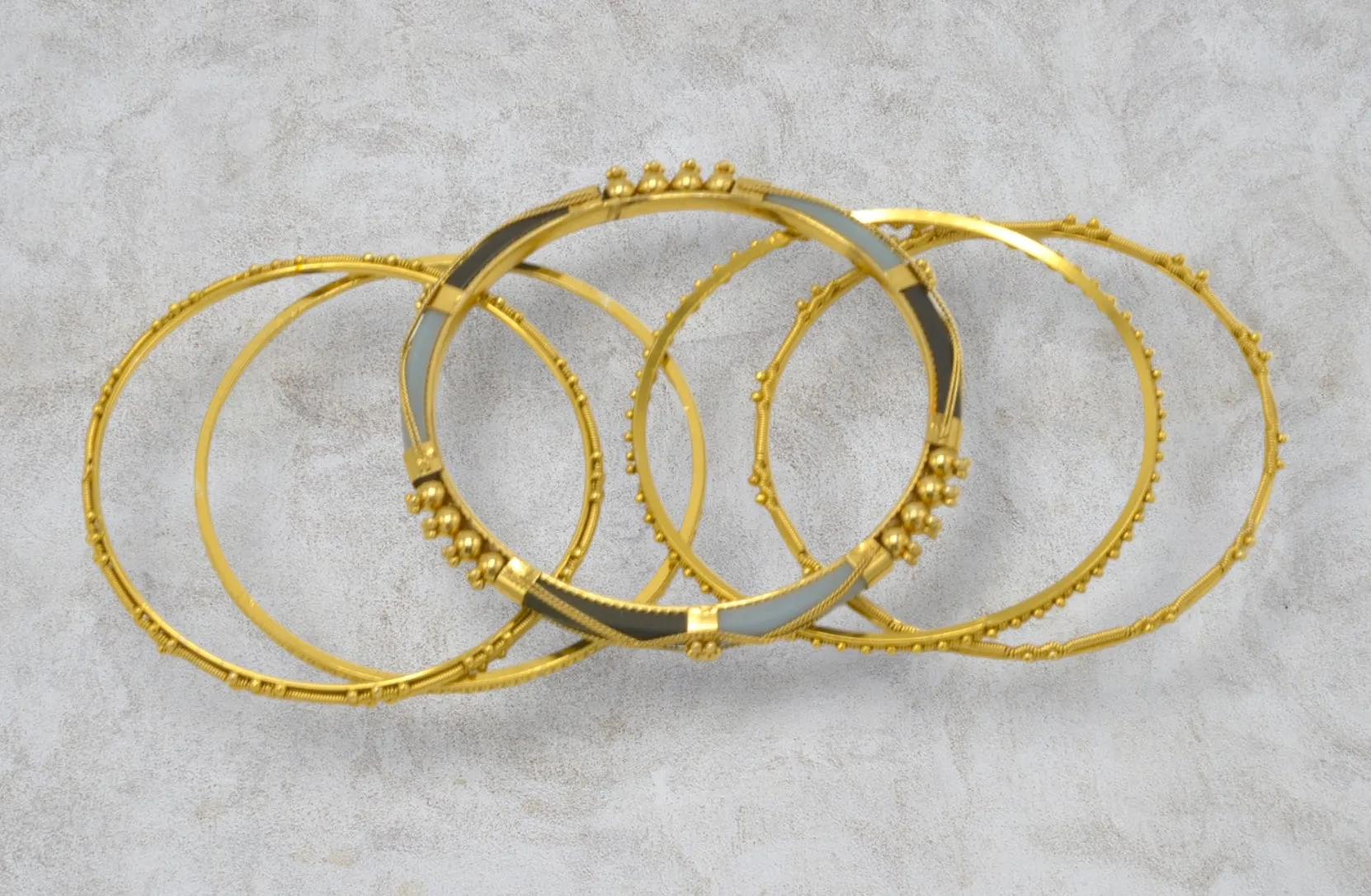 Gold 5 pcs bangle set#KB12568_G-BRW(DA7)