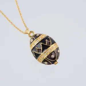 Gold & Black Egg Pendant Necklace