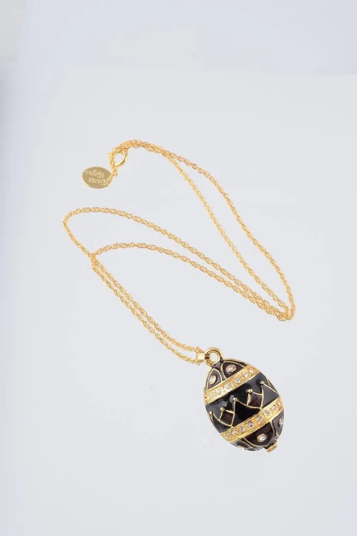 Gold & Black Egg Pendant Necklace