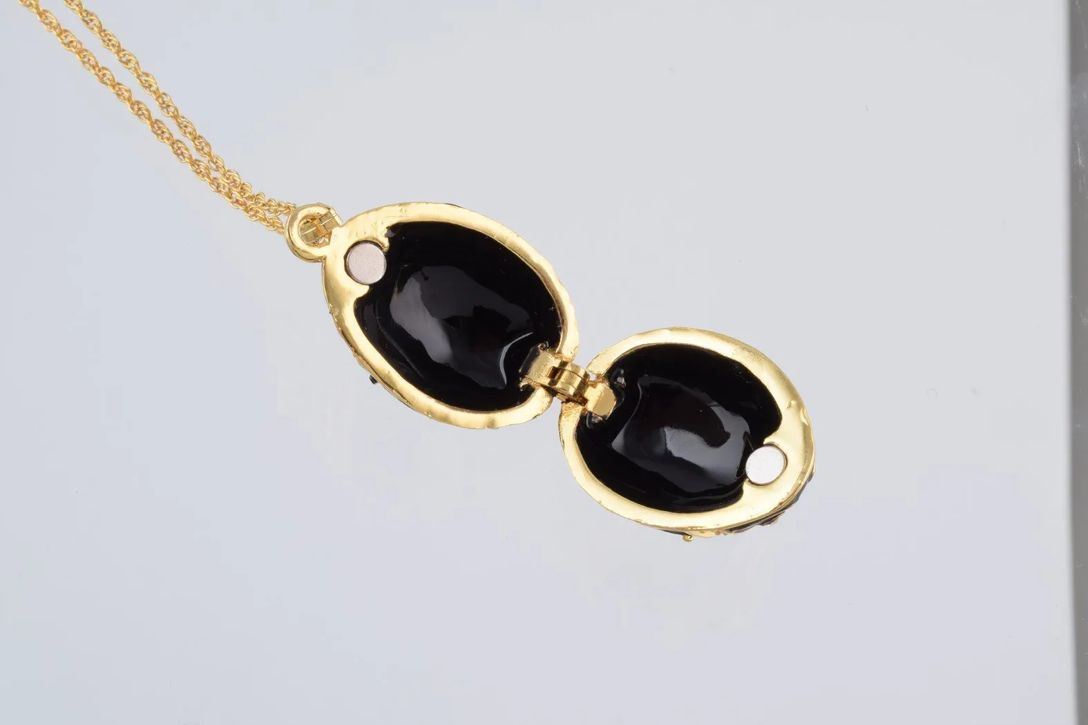 Gold & Black Egg Pendant Necklace
