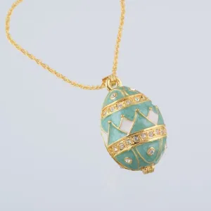 Gold & Light Green Egg Pendant Necklace