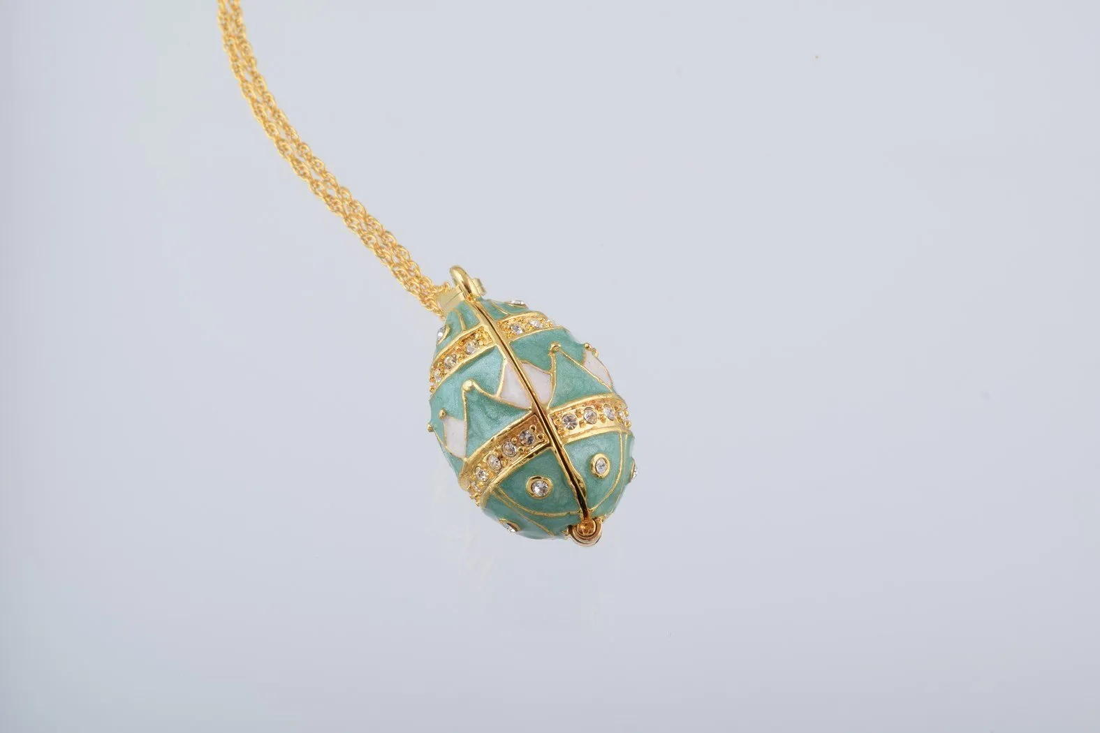 Gold & Light Green Egg Pendant Necklace
