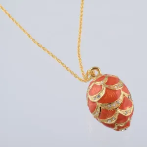 Gold & Red Egg Pendant Necklace