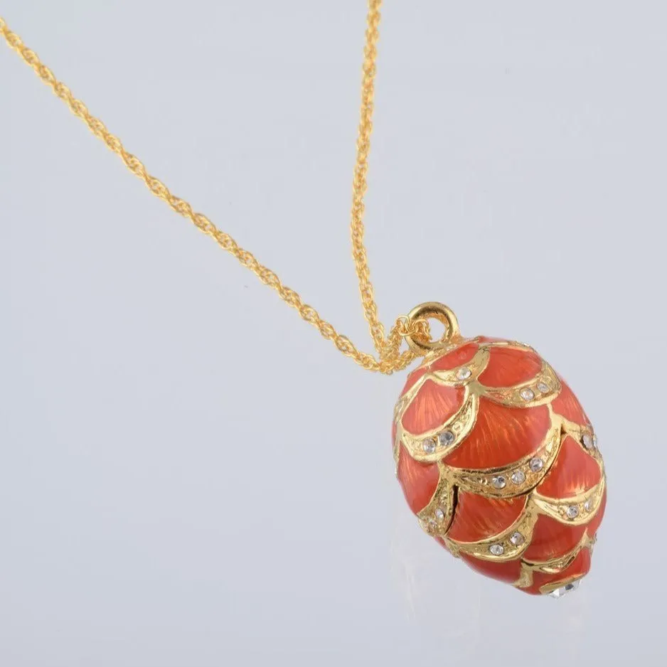 Gold & Red Egg Pendant Necklace