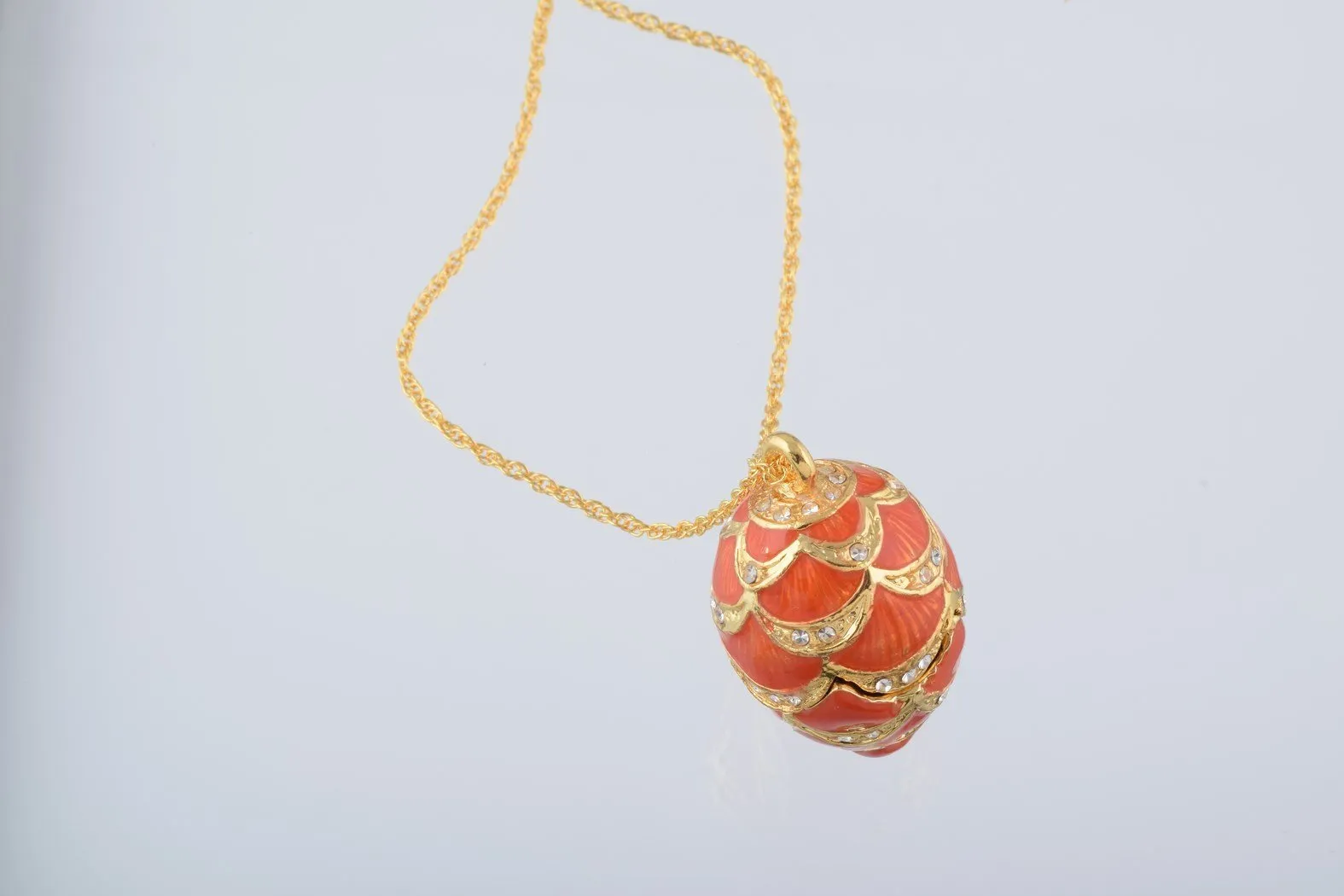 Gold & Red Egg Pendant Necklace