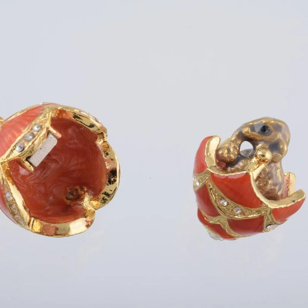 Gold & Red Egg Pendant Necklace