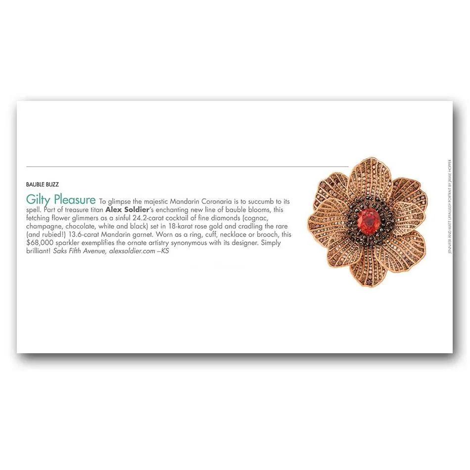 Gold Coronaria Cuff Bracelet with Garnet & Diamonds