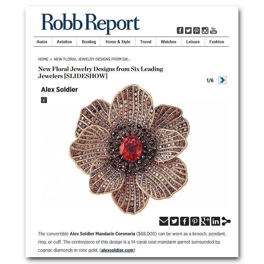Gold Coronaria Cuff Bracelet with Garnet & Diamonds