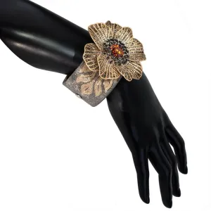 Gold Coronaria Cuff Bracelet with Garnet & Diamonds