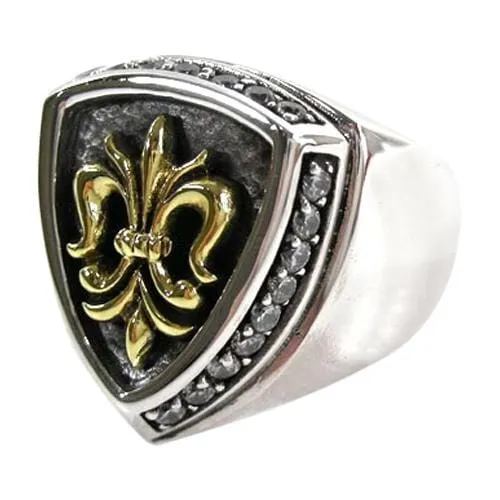 Gold Fleur De Lis Sterling Silver Men's Rings