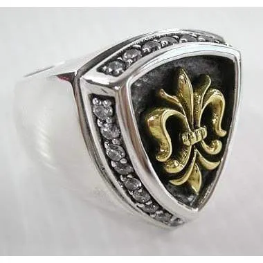 Gold Fleur De Lis Sterling Silver Men's Rings