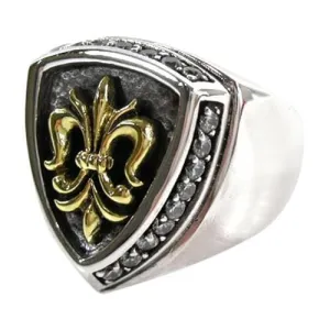 Gold Fleur De Lis Sterling Silver Men's Rings