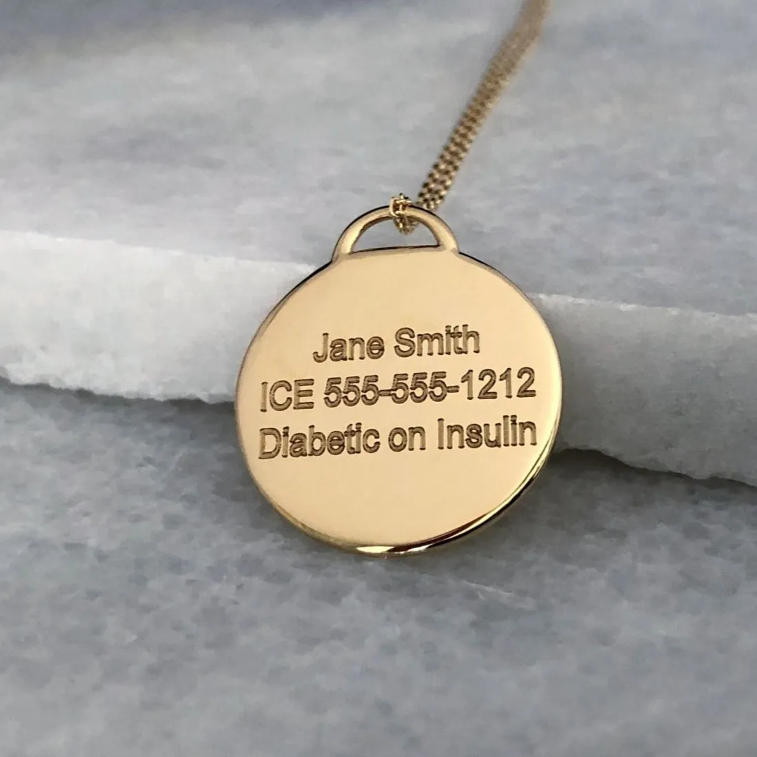 Gold Medical ID Charm with Ruby