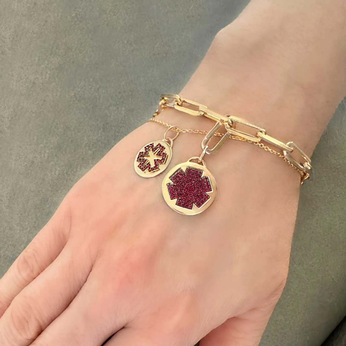 Gold Medical ID Charm with Ruby