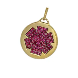 Gold Medical ID Charm with Ruby