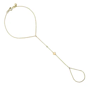 Gold Plated Sterling Silver Heart Princess Bracelet with Bezel Set Diamond