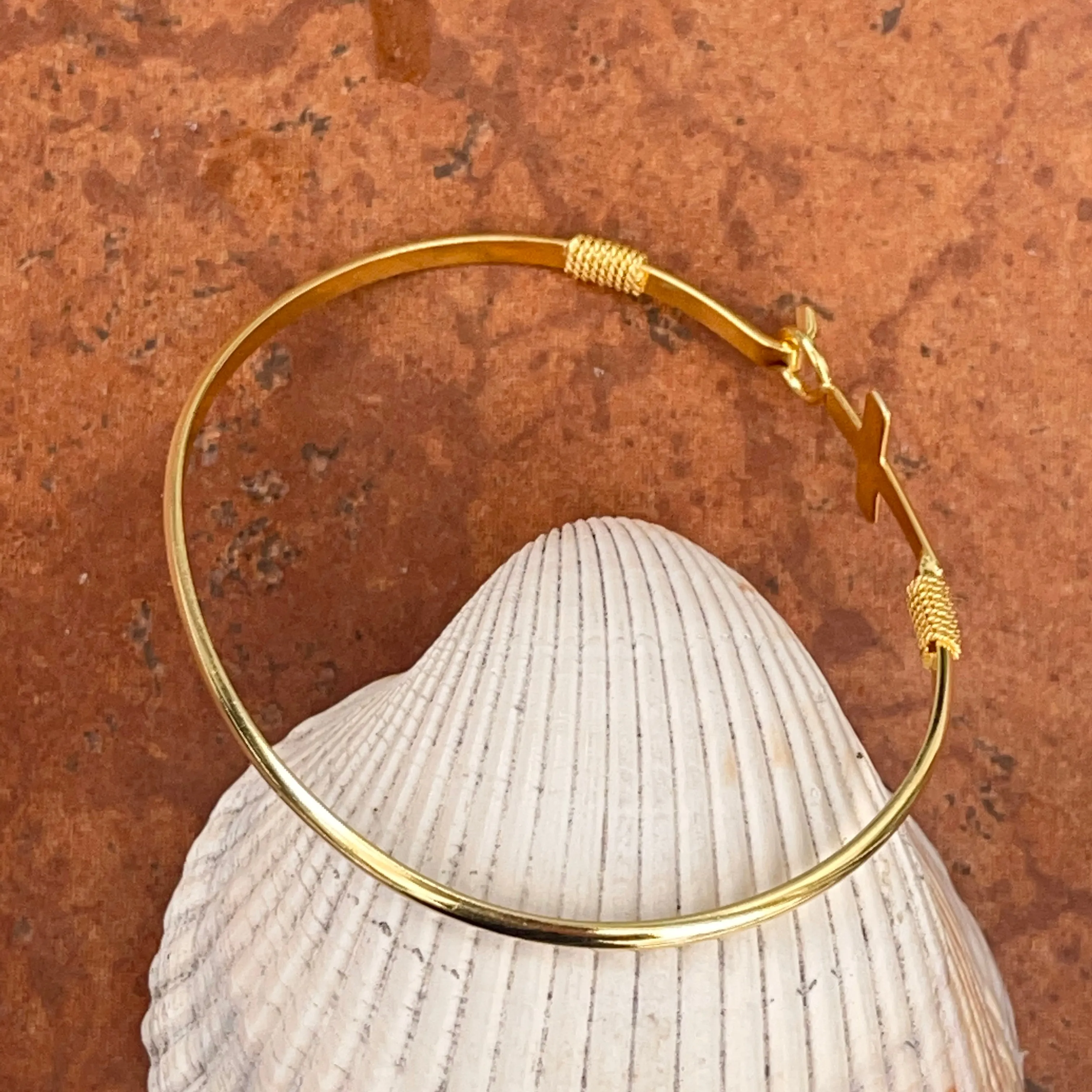 Gold-Plated Sterling Silver Sideways Cross Stacking Bangle Bracelet
