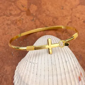 Gold-Plated Sterling Silver Sideways Cross Stacking Bangle Bracelet