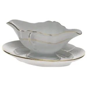 Golden Edge Gravy Boat w/Fixed Stand