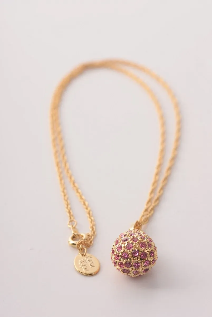 Golden Pink Egg Pendant Necklace