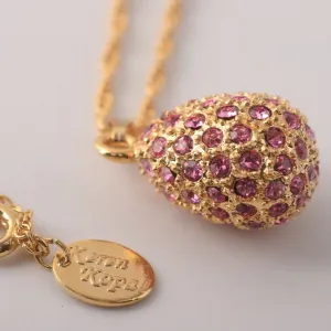 Golden Pink Egg Pendant Necklace