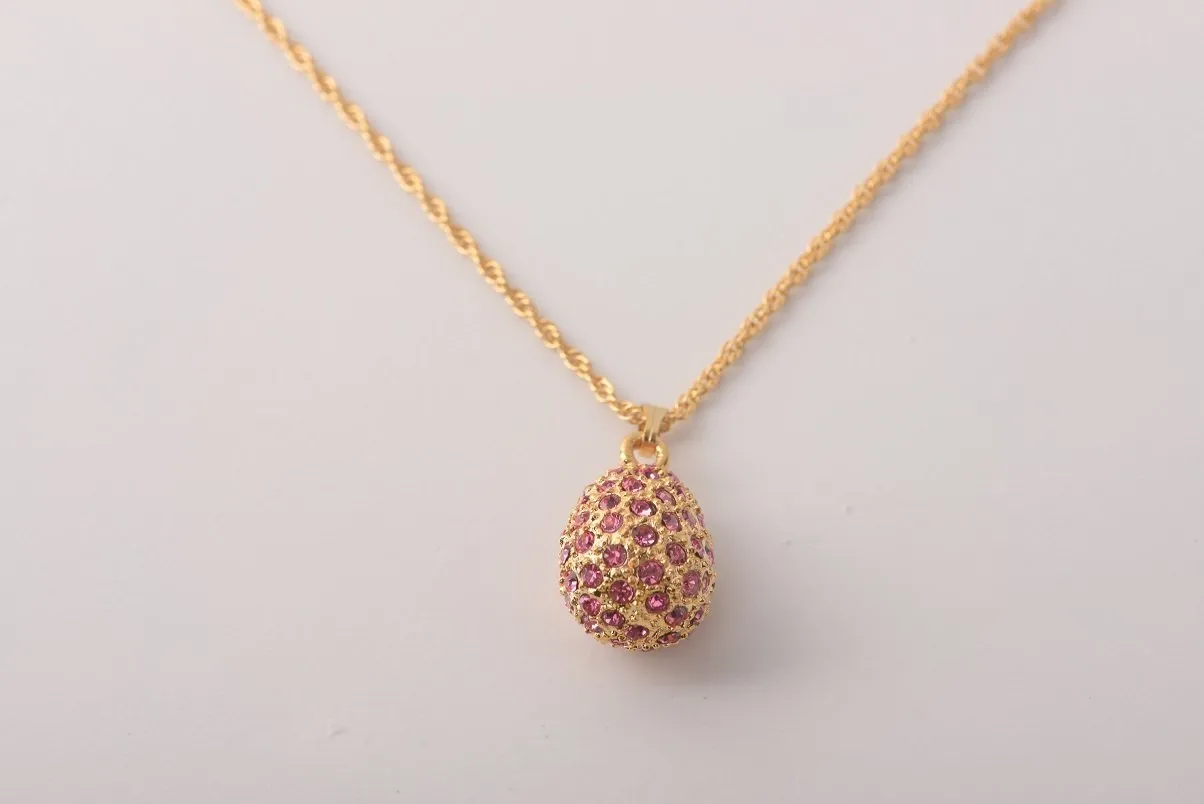 Golden Pink Egg Pendant Necklace