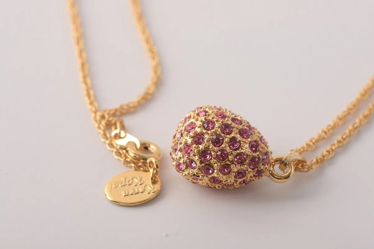 Golden Pink Egg Pendant Necklace
