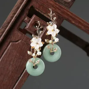 Green Jade Antique Earrings Pure Natural Stone Crystal
